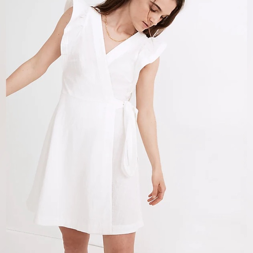 Madewell Ruffle-Sleeve Wrap Mini Dress